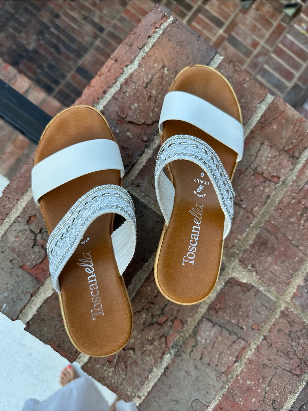 Italian Shoemakers White/silver Embellished Wedge Slides size 6 - Picture 6 of 8